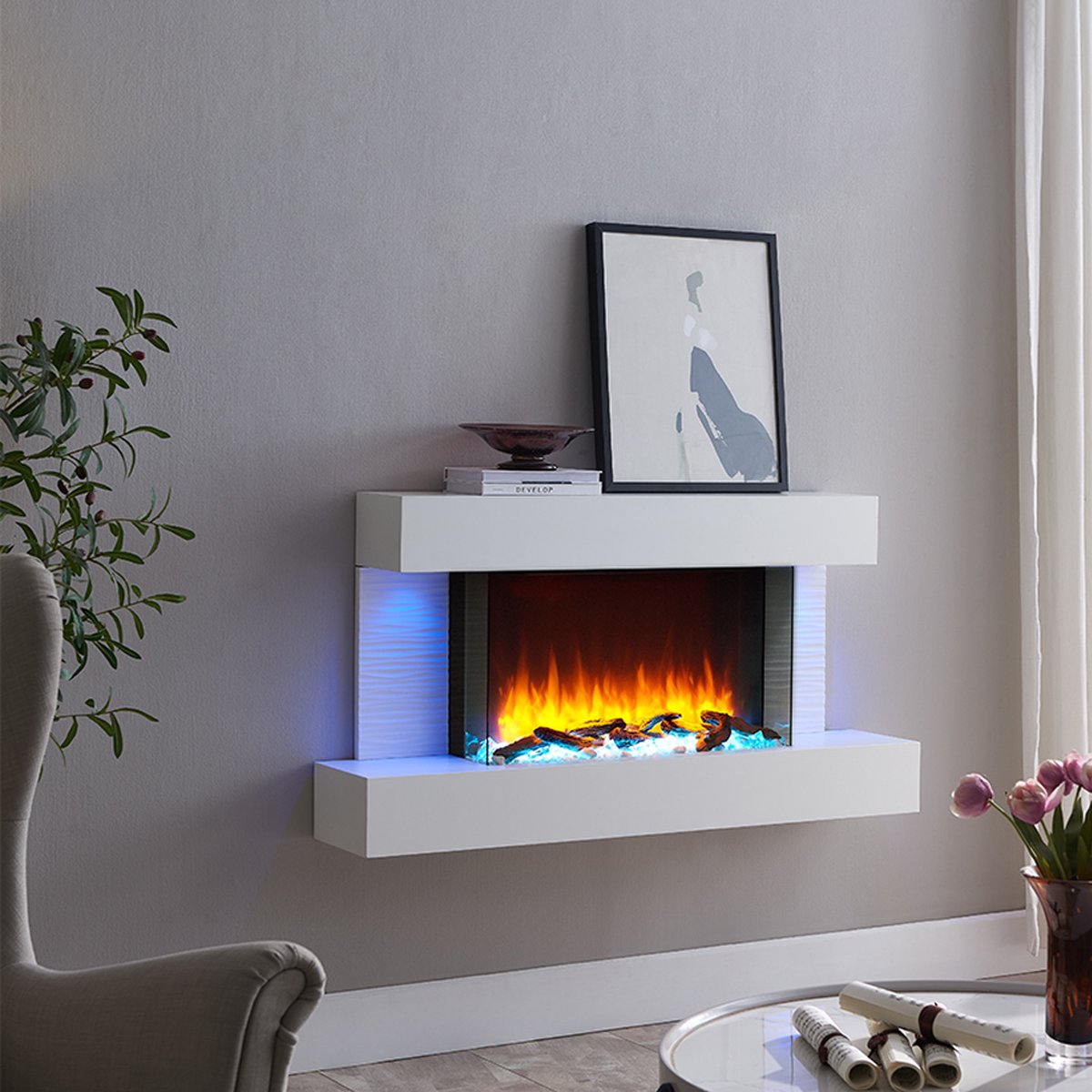 BALDERIA Aieda Elektrische Wandhaard Wit