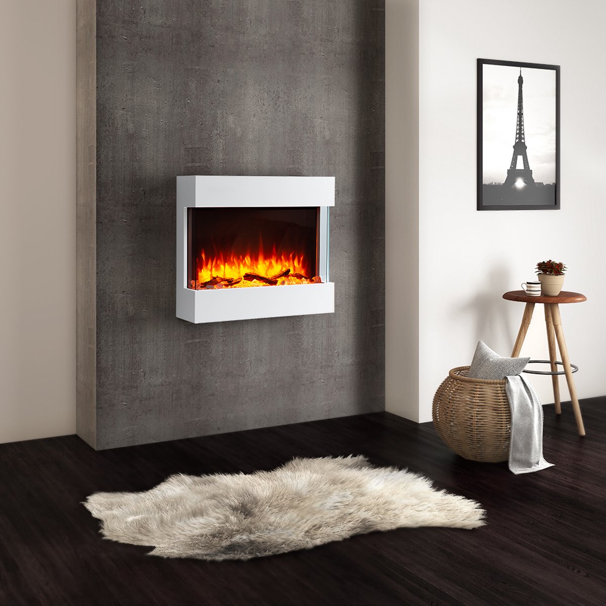 BALDERIA Alva Elektrische Wandhaard Wit