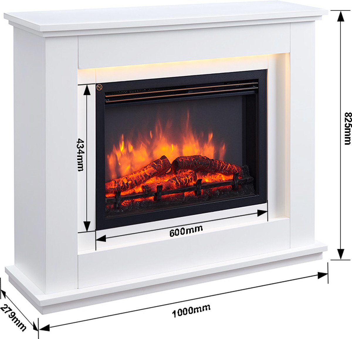 Baldur Elektrische Sfeerhaard Wit 100x28x83 cm