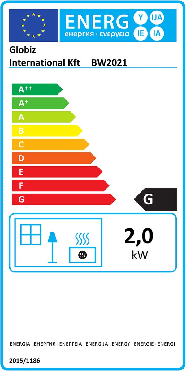 Bewello BW2105 Elektrische haard vrijstaand zwart 2000W