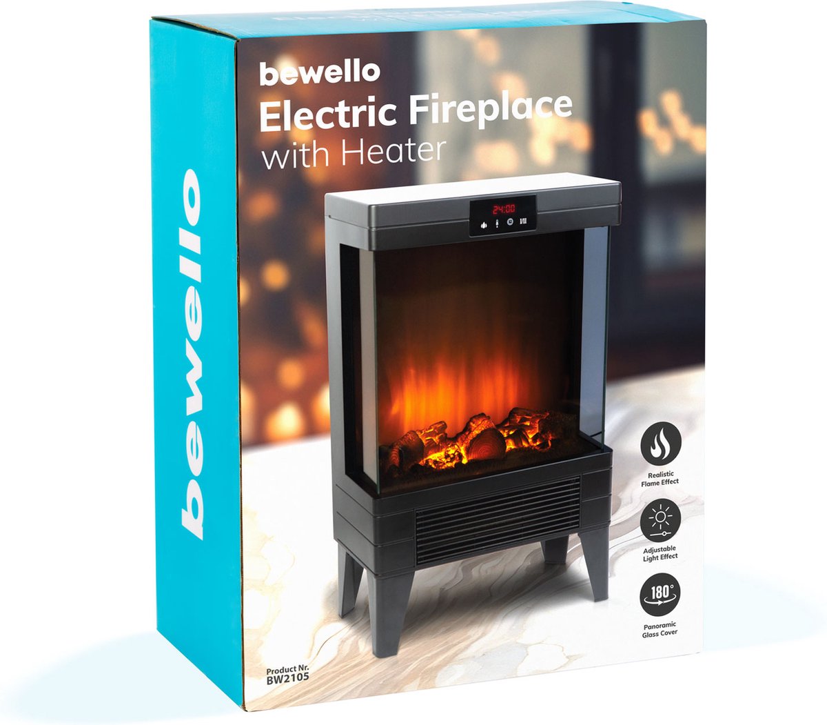 Bewello BW2105 Elektrische haard vrijstaand zwart 2000W