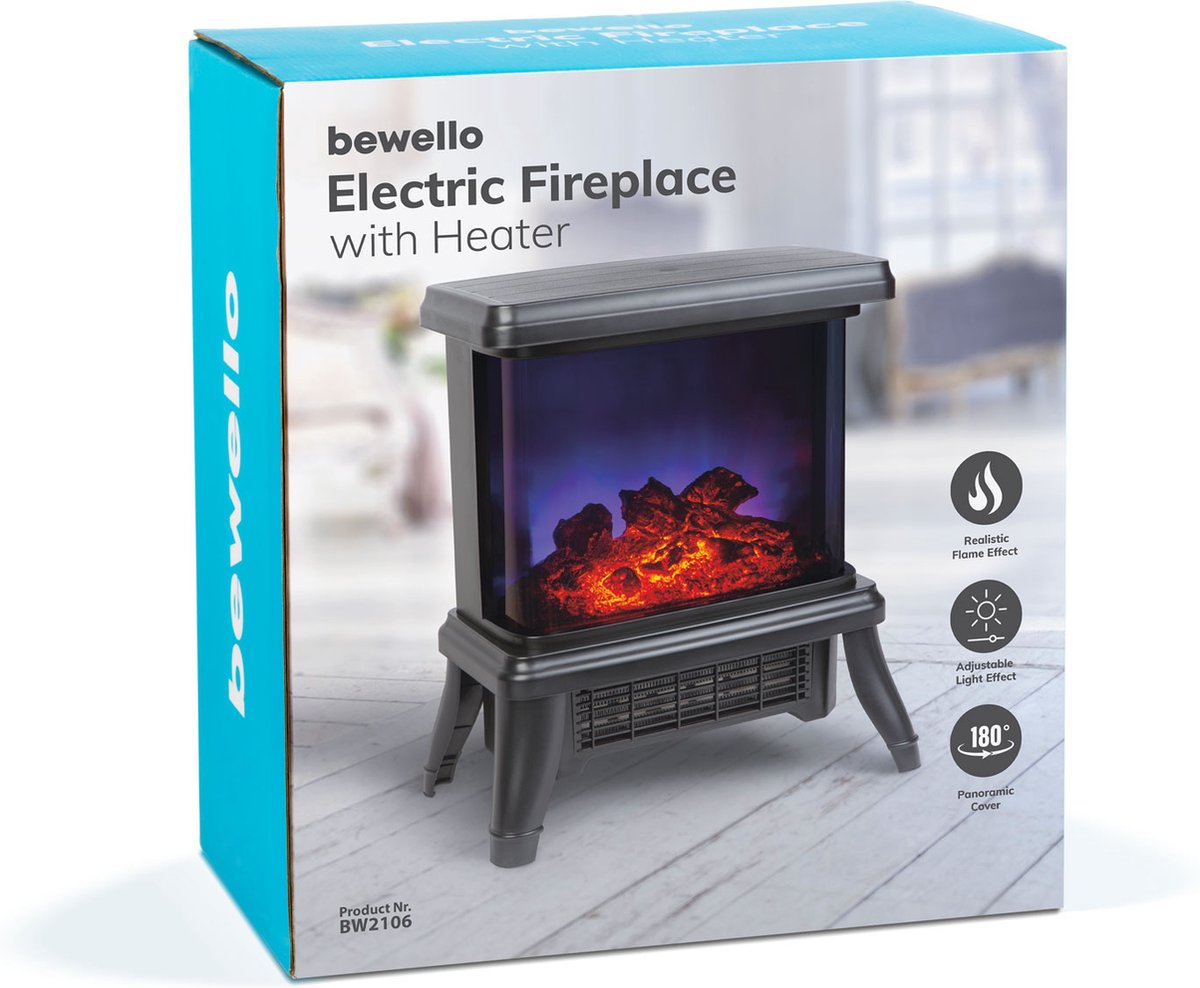 Bewello BW2106 Elektrische haard zwart vrijstaand 1500W