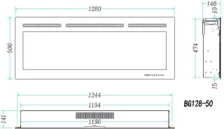 BG1280 Elektrische Inbouw Sfeerhaard 128cm