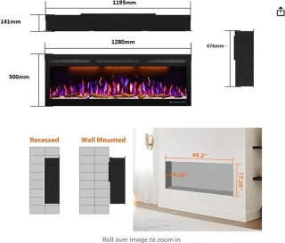 BG1280 Elektrische Inbouw Sfeerhaard 128cm