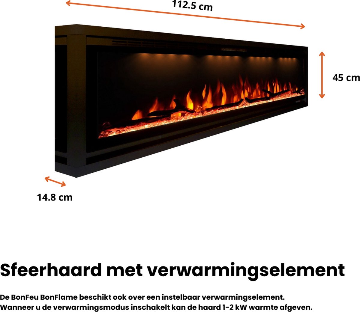 BonFeu BonFlame Linear Optiflame Elektrische Sfeerhaard 112.5x14.8x45 cm