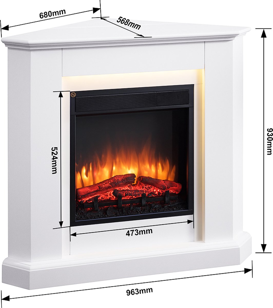 Candela Elektrische Sfeerhaard Wit 56.8x96.3x93 cm