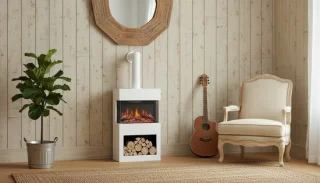 Casa Velluto Henri — Vrijstaande elektrische haard met realistisch 3D-vlambeeld