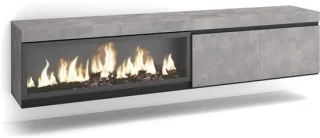 Cement tv-meubel met haard, 210 cm breed