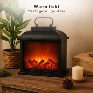 Cheqo® Sfeerhaard Lantaarn - Zwarte Openhaard