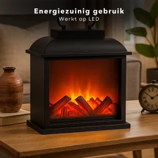 Cheqo® Sfeerhaard Lantaarn - Zwarte Openhaard