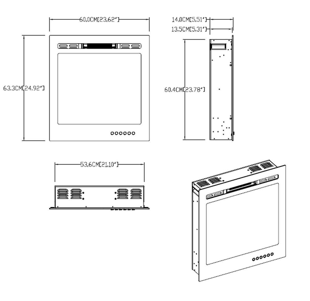 Cinewall Celesta 24 Inch Elektrische Inbouwsfeerhaard 60x63 cm