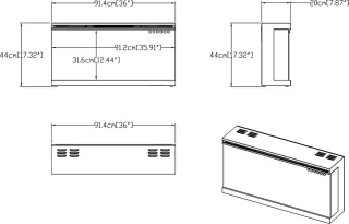 Cinewall Elegance 3D 36 Elektrische 3-zijdige sfeerhaard 91x44 cm