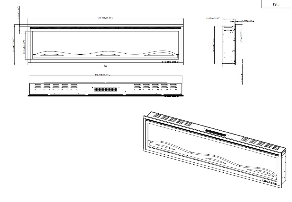 Cinewall Lumina 60 Elektrische Inbouwhaard 152x43 cm