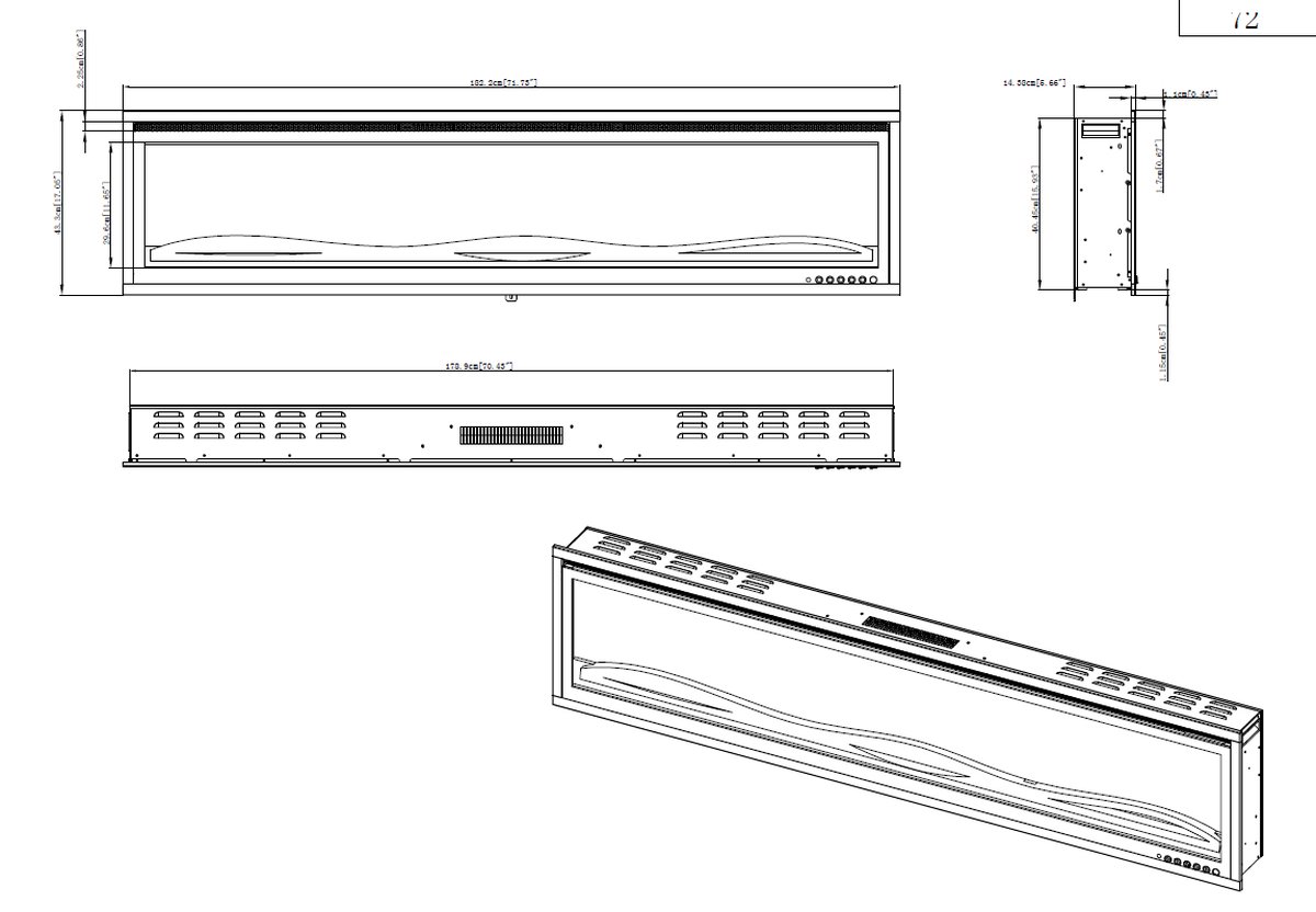 Cinewall Lumina 72 elektrische inbouwsfeerhaard 183x43 cm