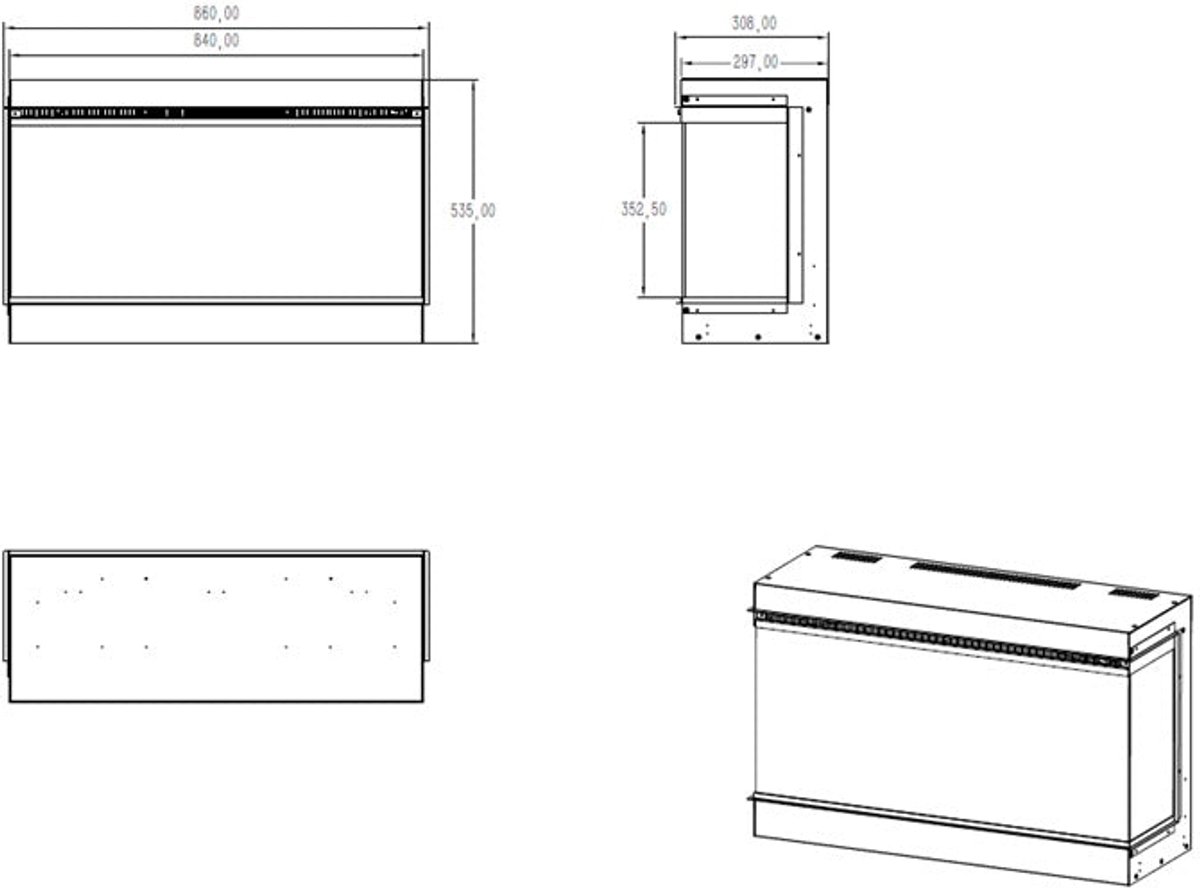 Cinewall Super Elegance 3D Elektrische Inbouw Haard 84x47 cm