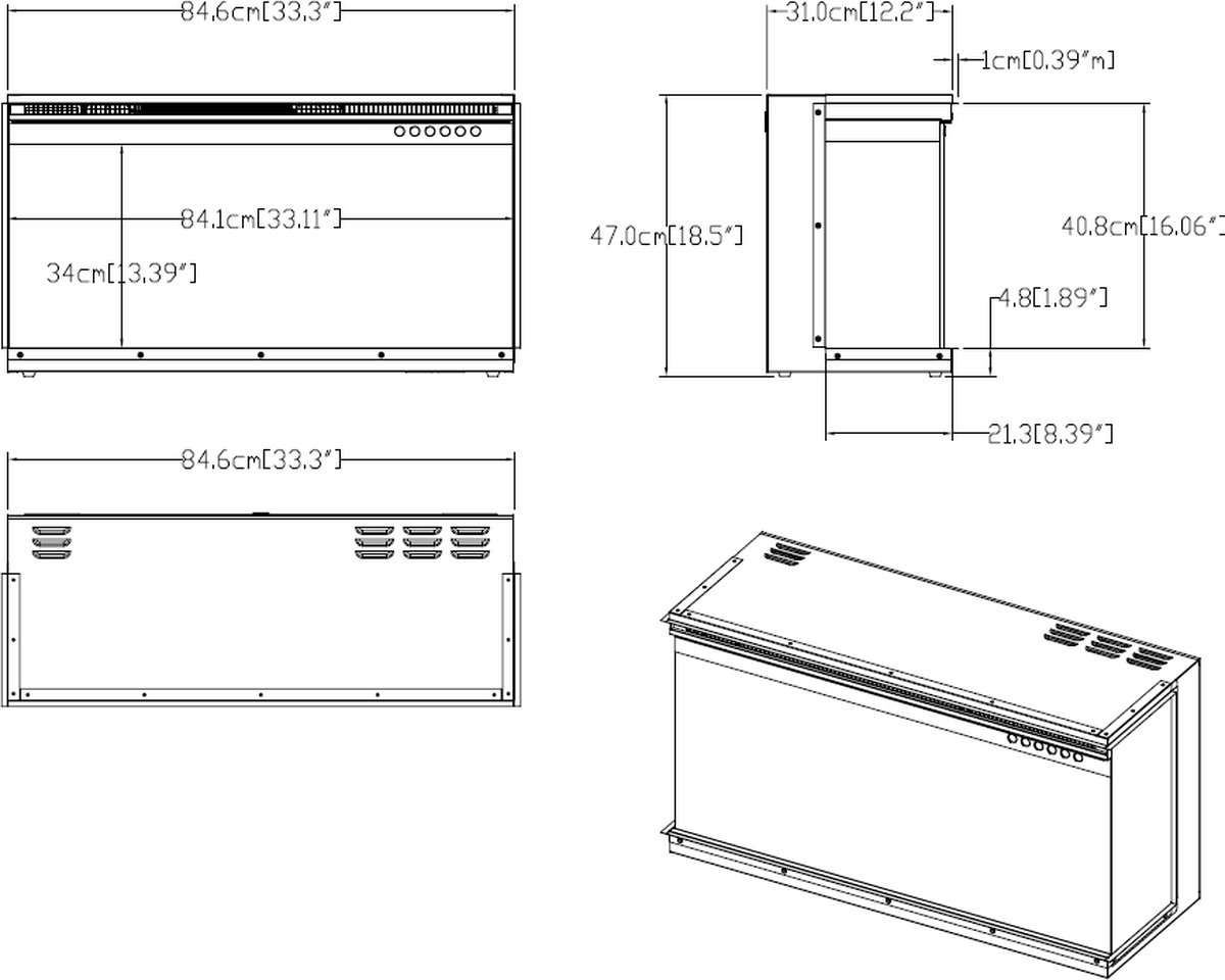 Cinewall Super Elegance 3D Elektrische Inbouw Haard 84x47 cm