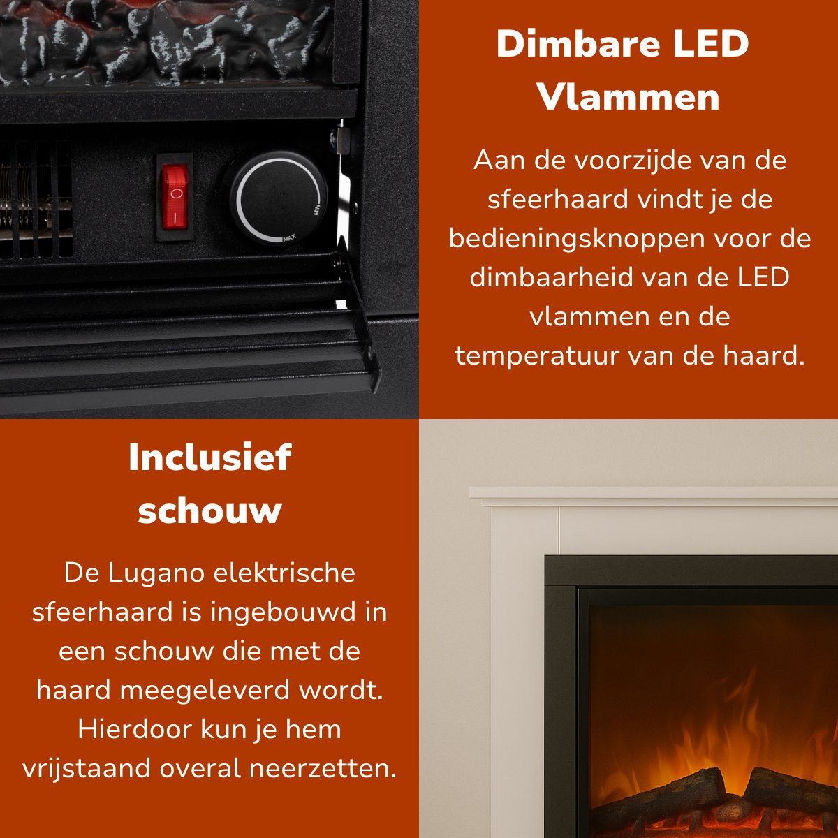 Classic Fire Lugano Elektrische Sfeerhaard 1800W Wit