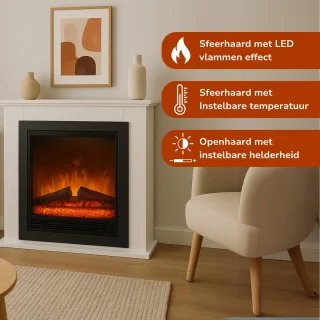 Classic Fire Lugano Elektrische Sfeerhaard 1800W Wit