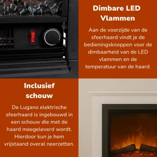 Classic Fire Lugano Elektrische Sfeerhaard Wit 70x22x71 cm