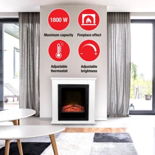 Classic Fire Lugano Elektrische Sfeerhaard Wit 70x22x71 cm