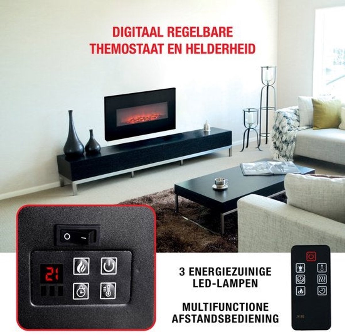 Classic Fire Memphis elektrische sfeerhaard 1800W zwart