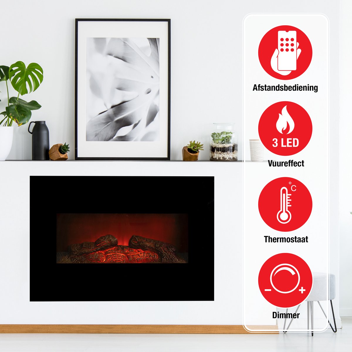 Classic Fire Memphis elektrische sfeerhaard 1800W zwart