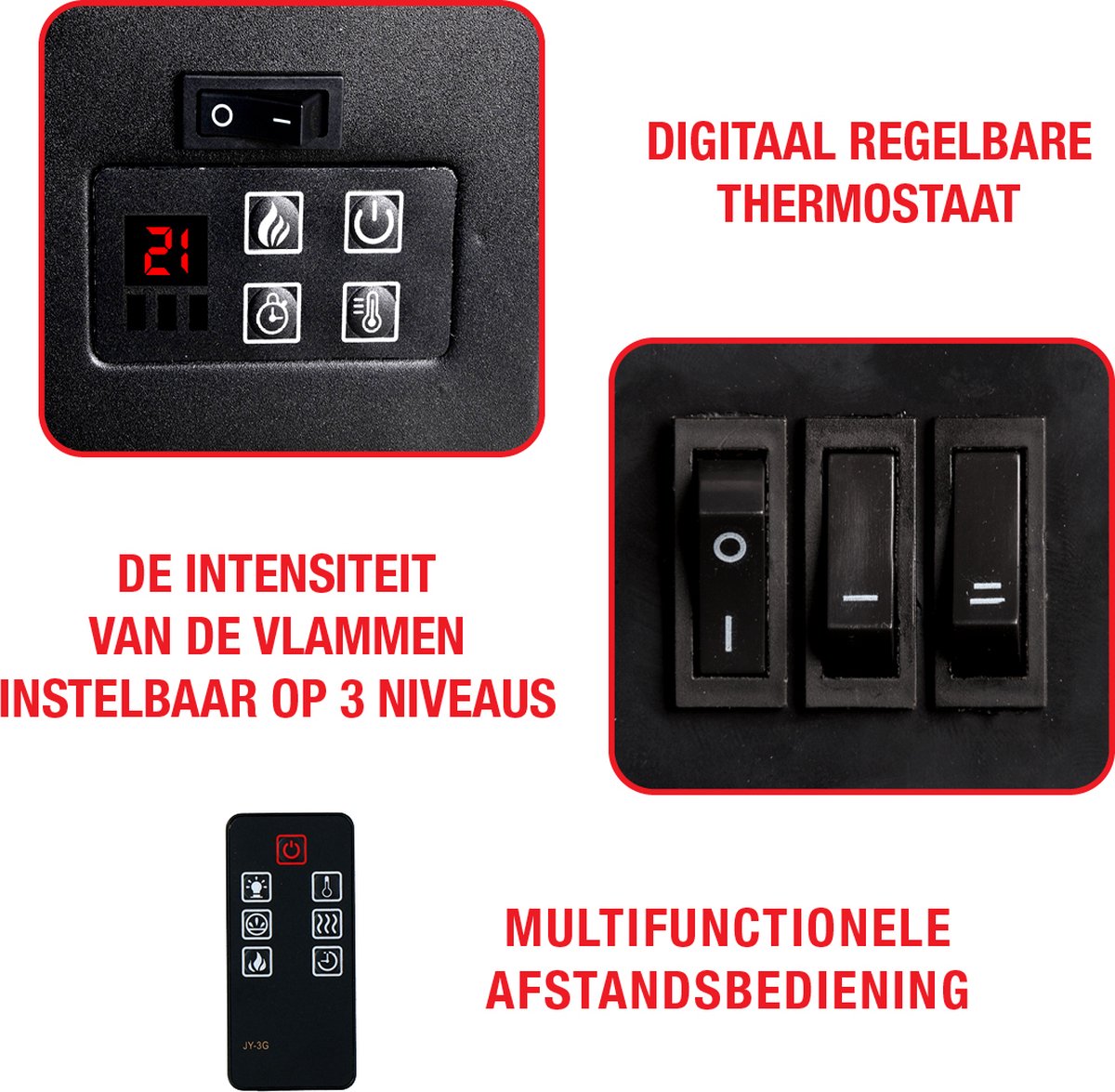 Classic Fire Memphis elektrische sfeerhaard 1800W zwart