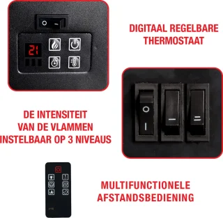 Classic Fire Memphis elektrische sfeerhaard 1800W zwart