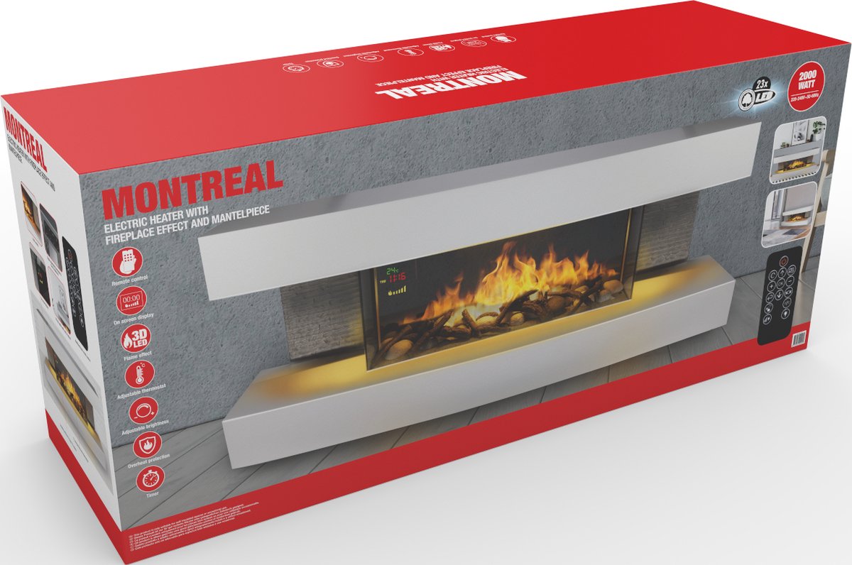 Classic Fire Montreal Elektrische Sfeerhaard Wit