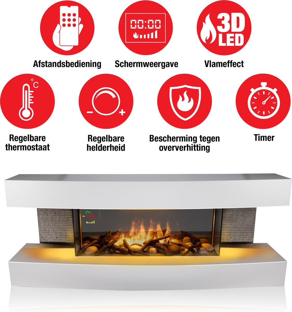 Classic Fire Montreal Elektrische Sfeerhaard Wit