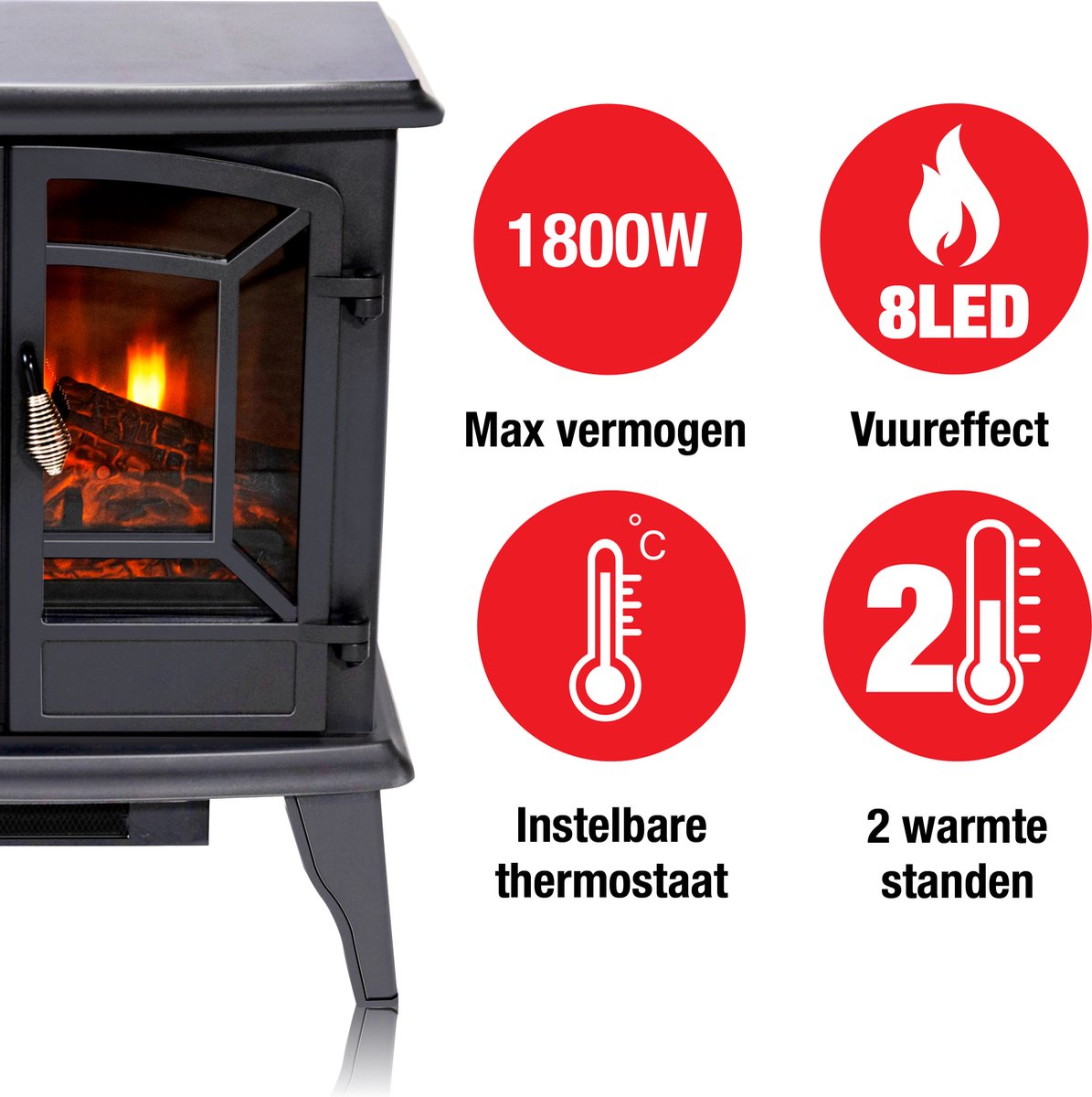 Classic Fire Narvik Elektrische Sfeerhaard 1800W Zwart