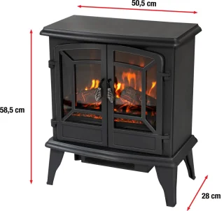 Classic Fire Narvik Elektrische Sfeerhaard 1800W Zwart