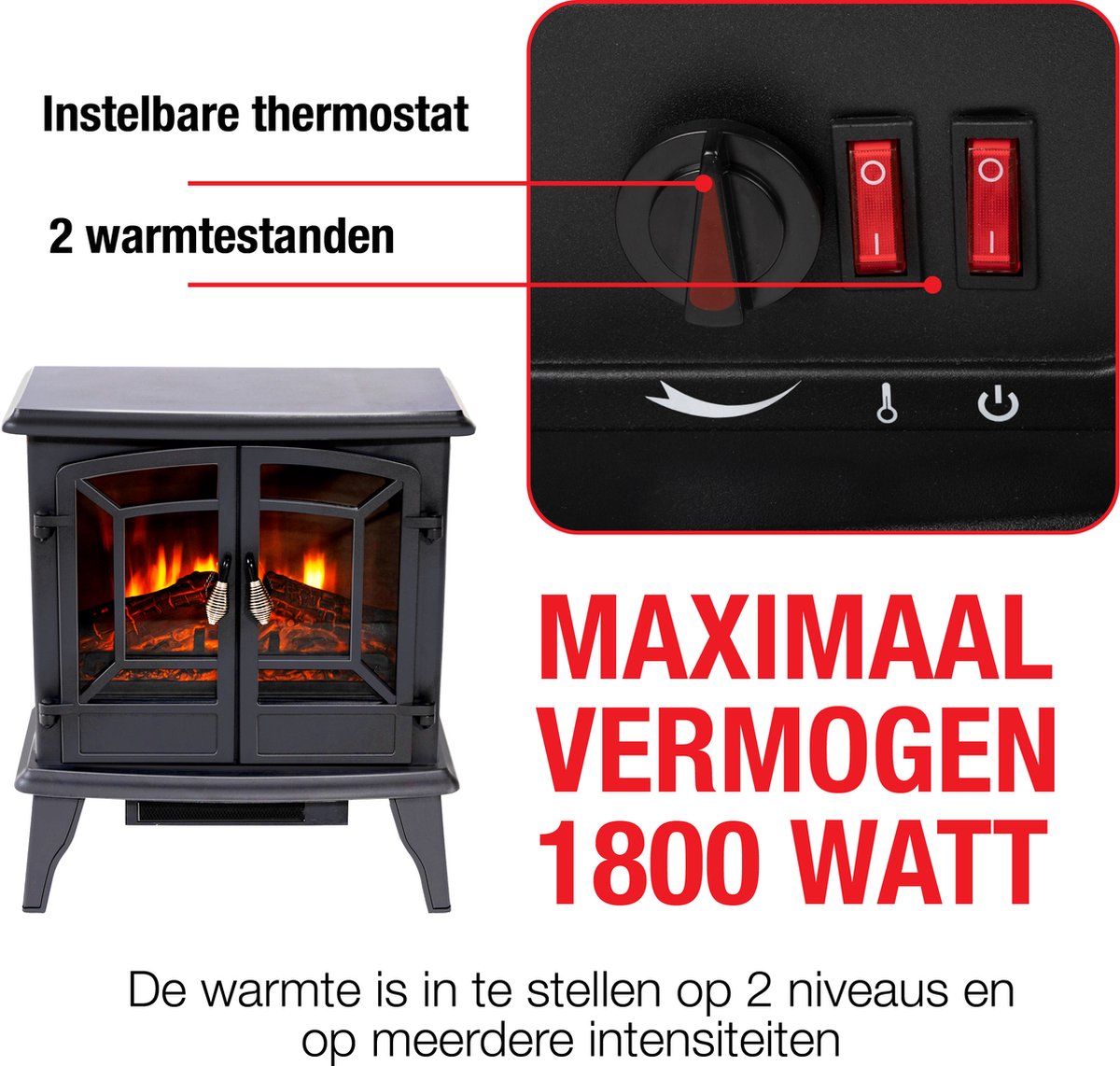 Classic Fire Narvik Elektrische Sfeerhaard 1800W Zwart