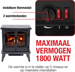 Classic Fire Narvik Elektrische Sfeerhaard 1800W Zwart