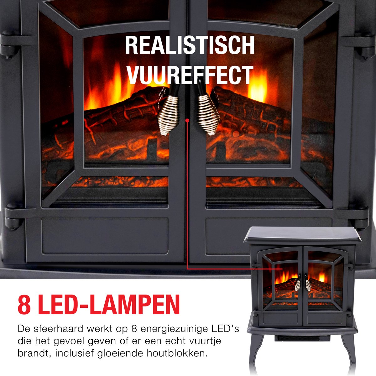 Classic Fire Narvik Elektrische Sfeerhaard 1800W Zwart