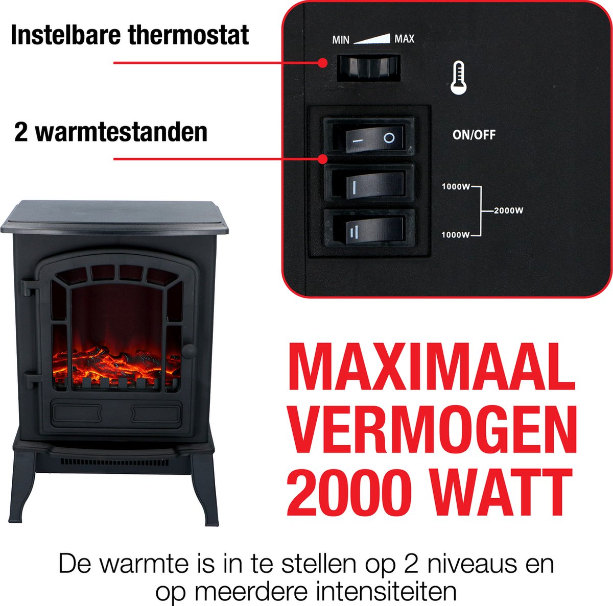 Classic Fire Torino Vrijstaande Elektrische Haard Zwart