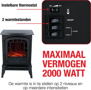 Classic Fire Torino Vrijstaande Elektrische Haard Zwart