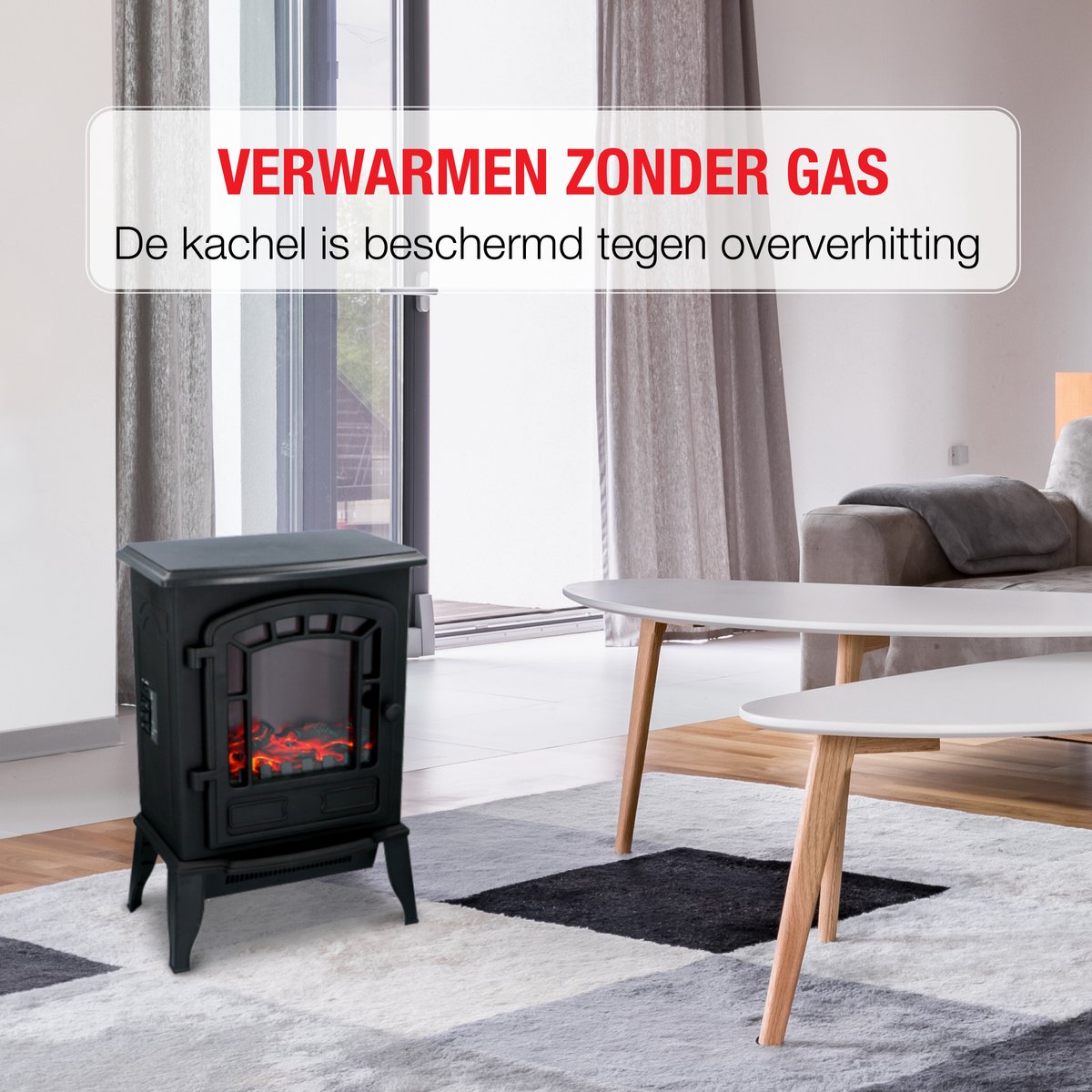 Classic Fire Torino Vrijstaande Elektrische Haard Zwart