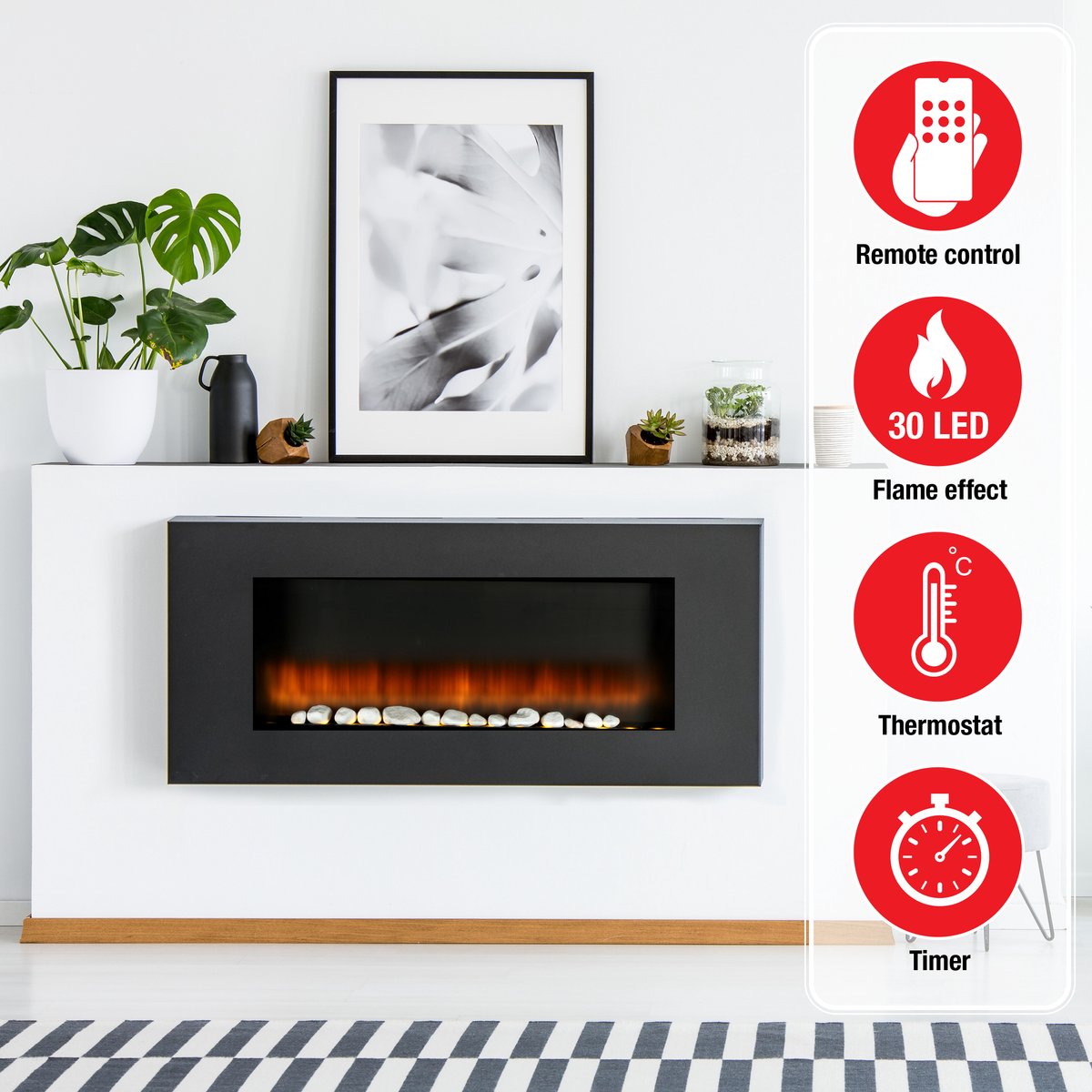Classic Fire Vancouver Elektrische Sfeerhaard 105,5x48x12 cm Zwart