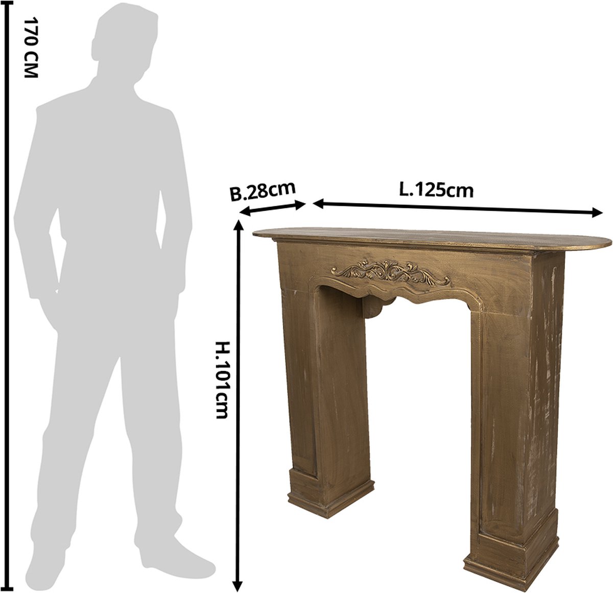 Clayre & Eef Schouw hout 125x28x101 cm goudkleurig