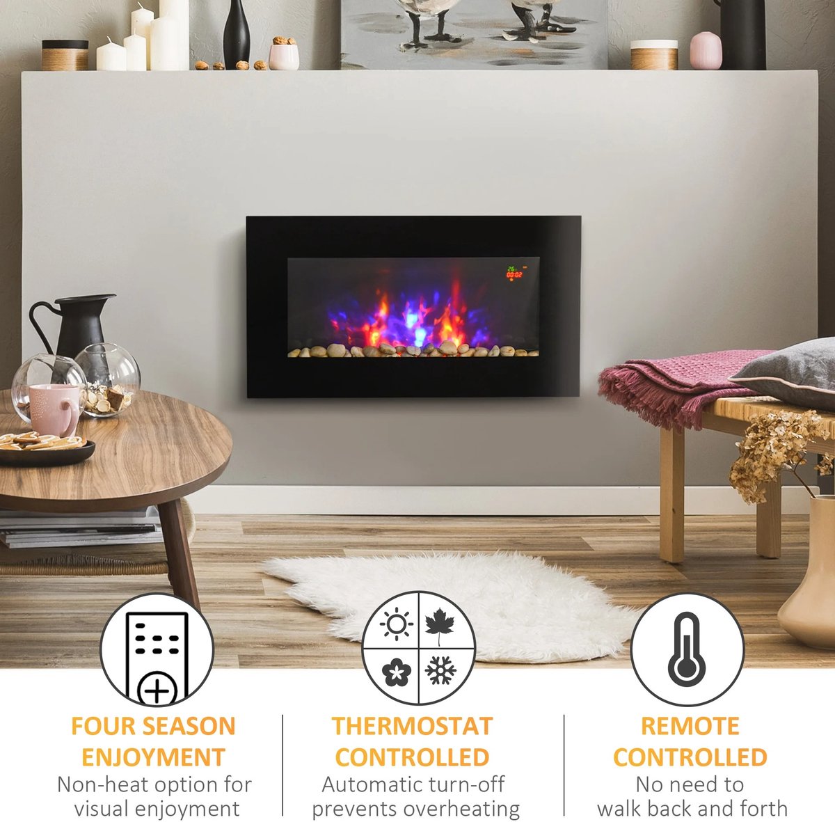 CozyLiving Elektrische Haard 2000W Zwart