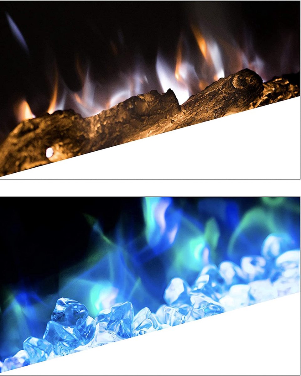 Crystal & Log Electrische Wandhaard 102 cm Zwart