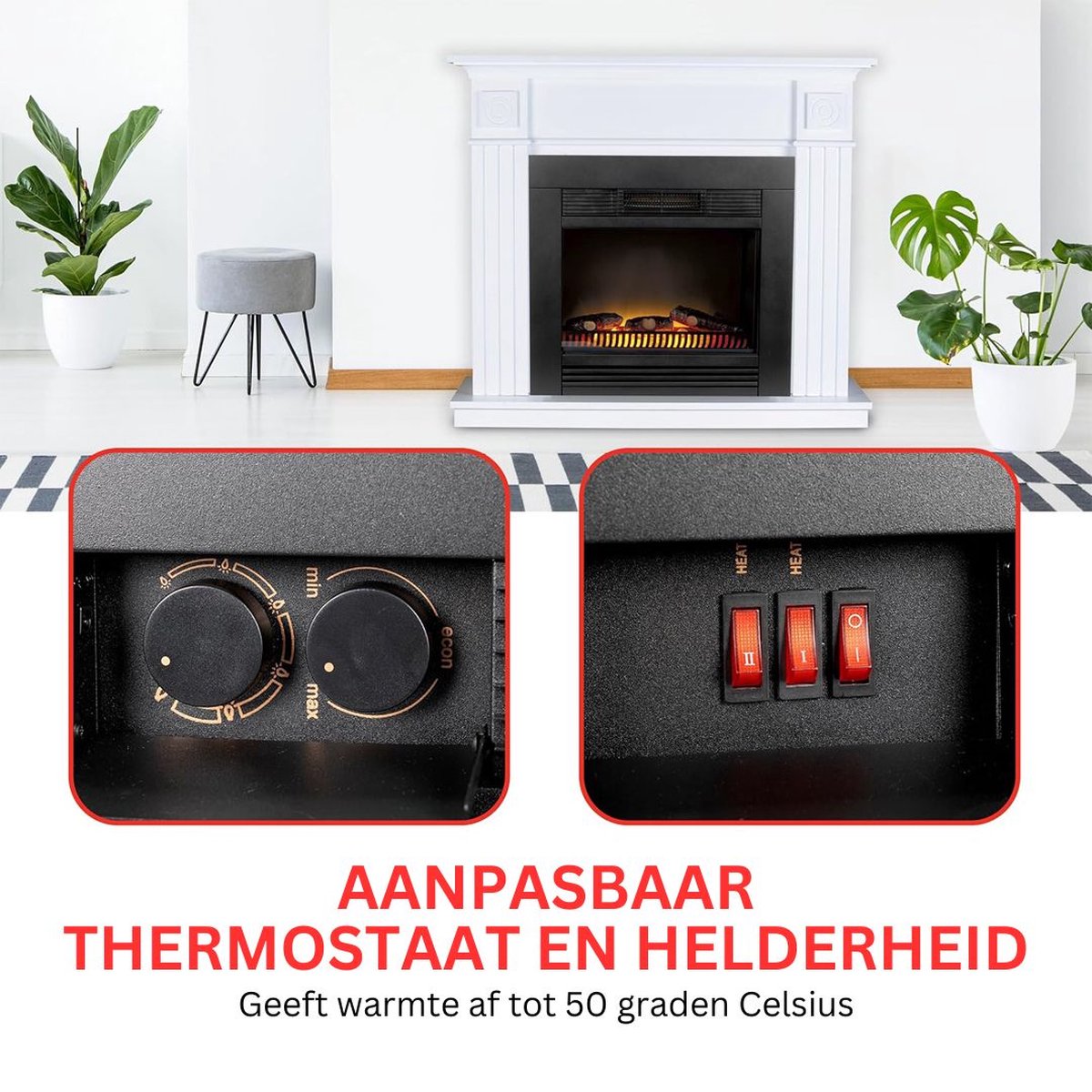 DailySupplies® Elektrische Tafelhaard 65x25x60 cm Zwart