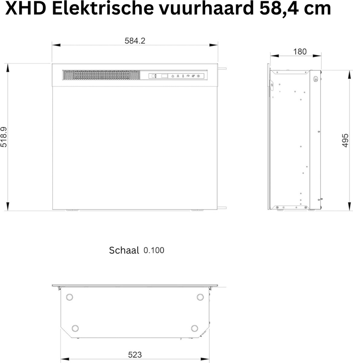 DailySupplies Sfeerhaard Elektrisch 60x20x50 Zwart