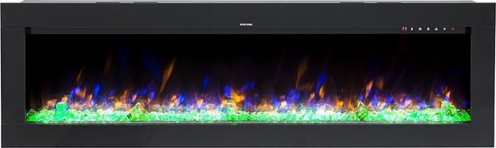 Design4AlleZ Elektrische inbouw sfeerhaard 182,5x45,5x17,5 cm zwart glas