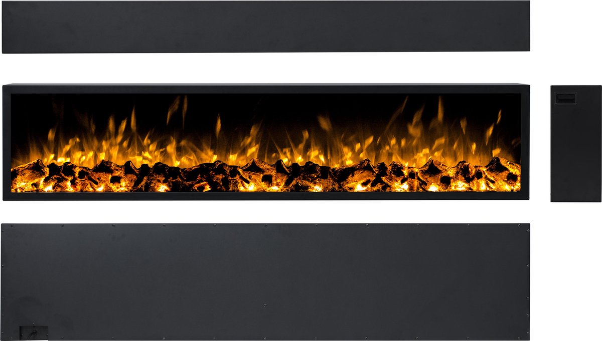 Design4AlleZ Elektrische inbouw sfeerhaard 182x40x18 cm zwart