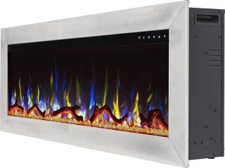 Design4AlleZ Elektrische inbouw sfeerhaard RVS 128x45,5x18,5 cm