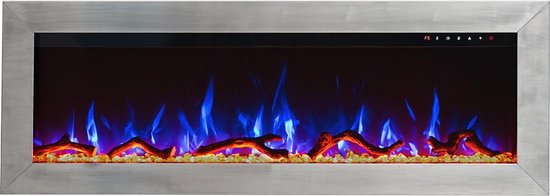 Design4AlleZ Elektrische inbouw sfeerhaard RVS 128x45,5x18,5 cm