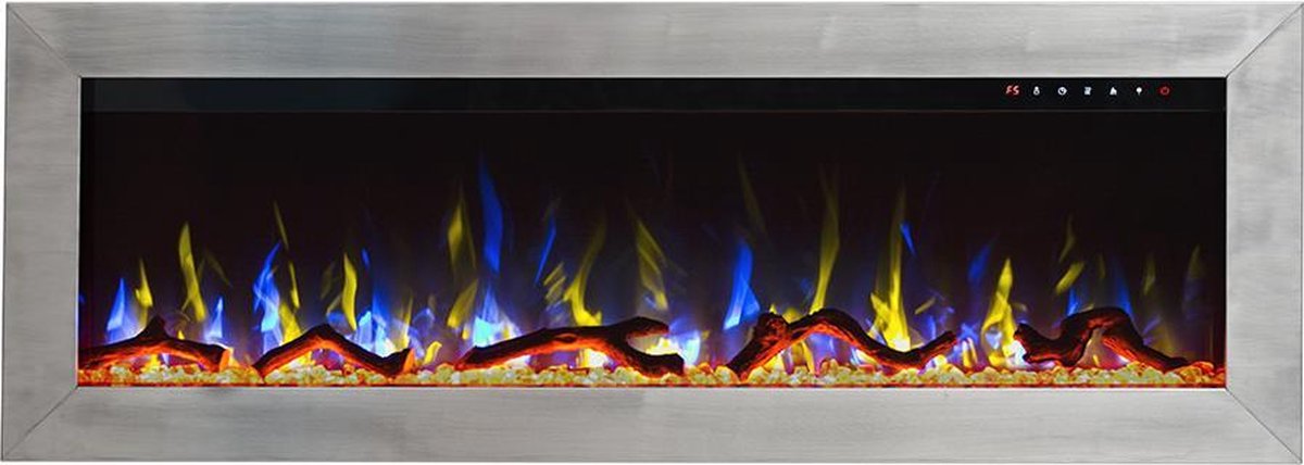 Design4AlleZ Elektrische inbouw sfeerhaard RVS 152,5x45,5x18,5 cm