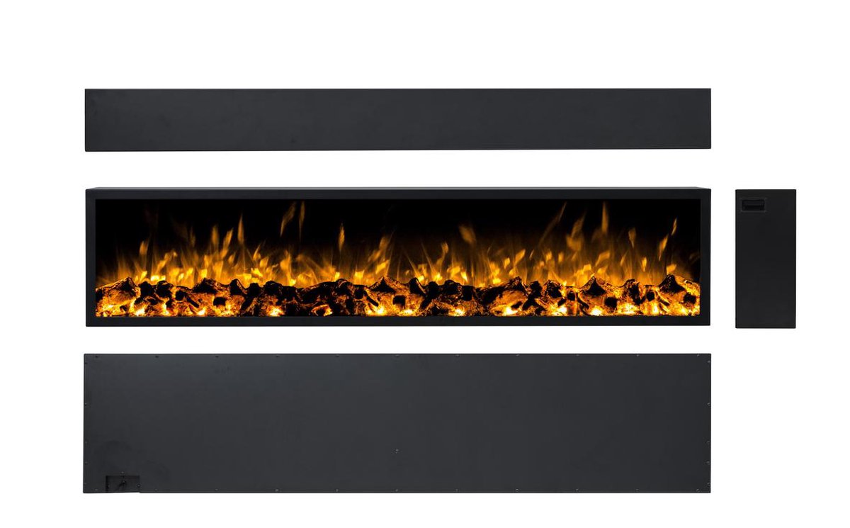 Design4AlleZ Elektrische inbouwhaard smal 182x40x18 cm zwart